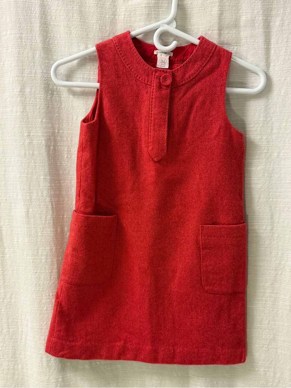 Girls crew cuts sleeveless wool dress- pink/coral